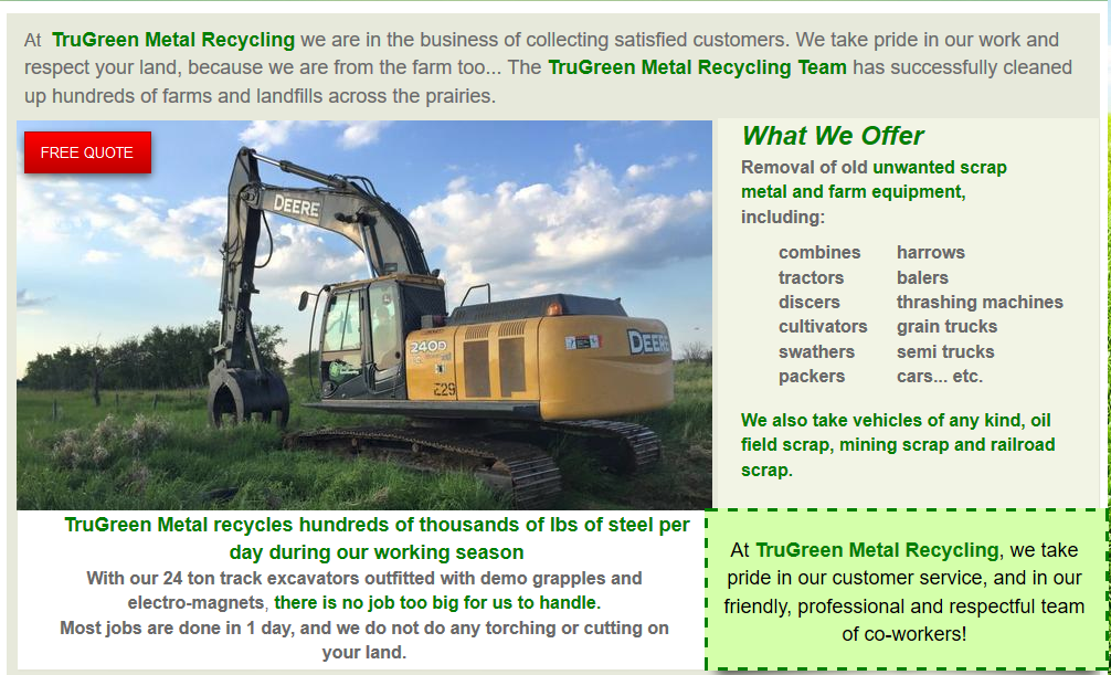 Mail: 325-4246 Albert st. Regina, SK, S4S 3R9 Phone: 1-844-476-3825 Email: info@trugreenmetal.ca Fax: 1-844-756-3825